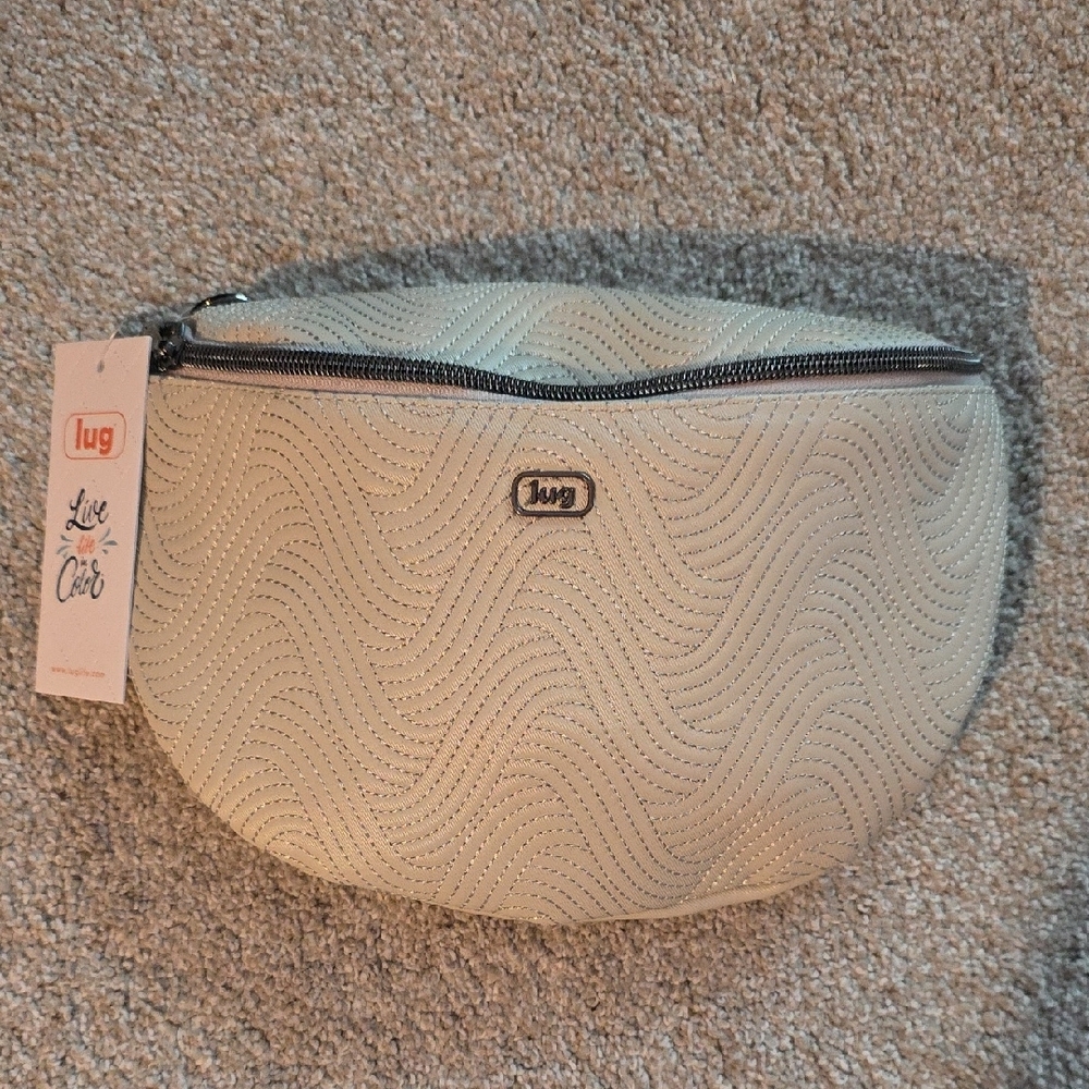 Lug Cream Quilted Cosmetic Bag with Adjustable Strap